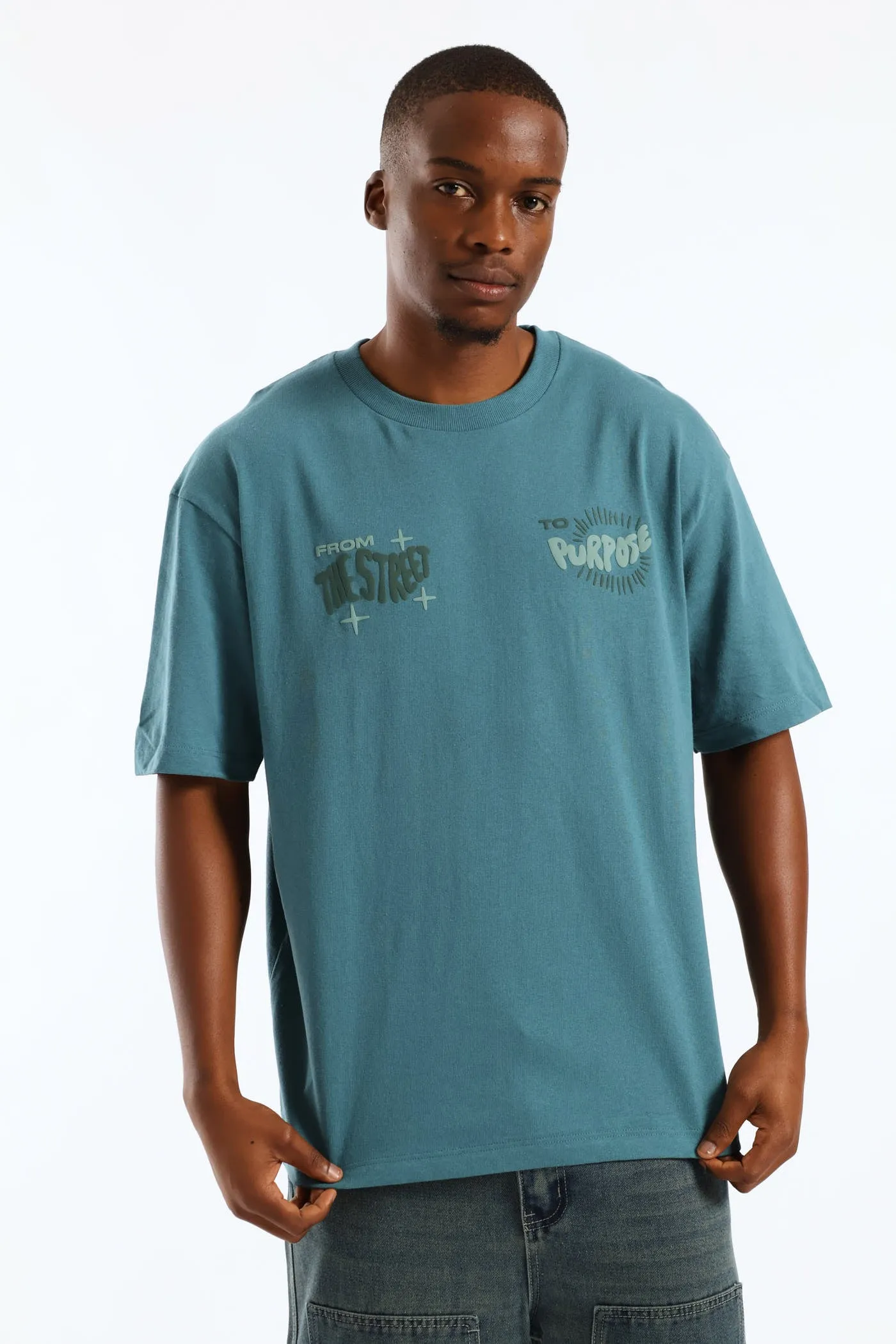 Puff Slogan Oversized Tee - Teal sold by Edgars product image thumbnail 3