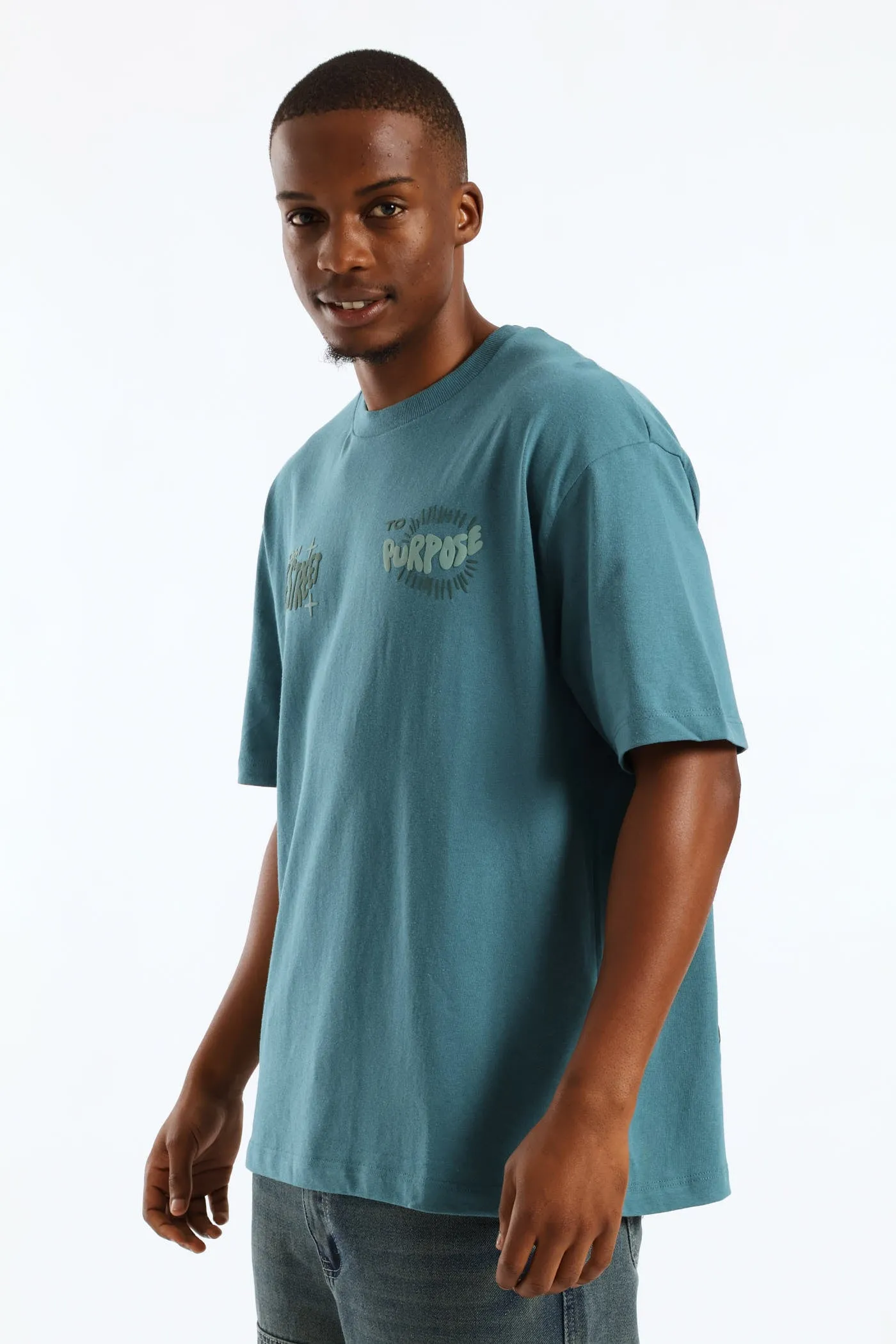 Puff Slogan Oversized Tee - Teal sold by Edgars product image thumbnail 4