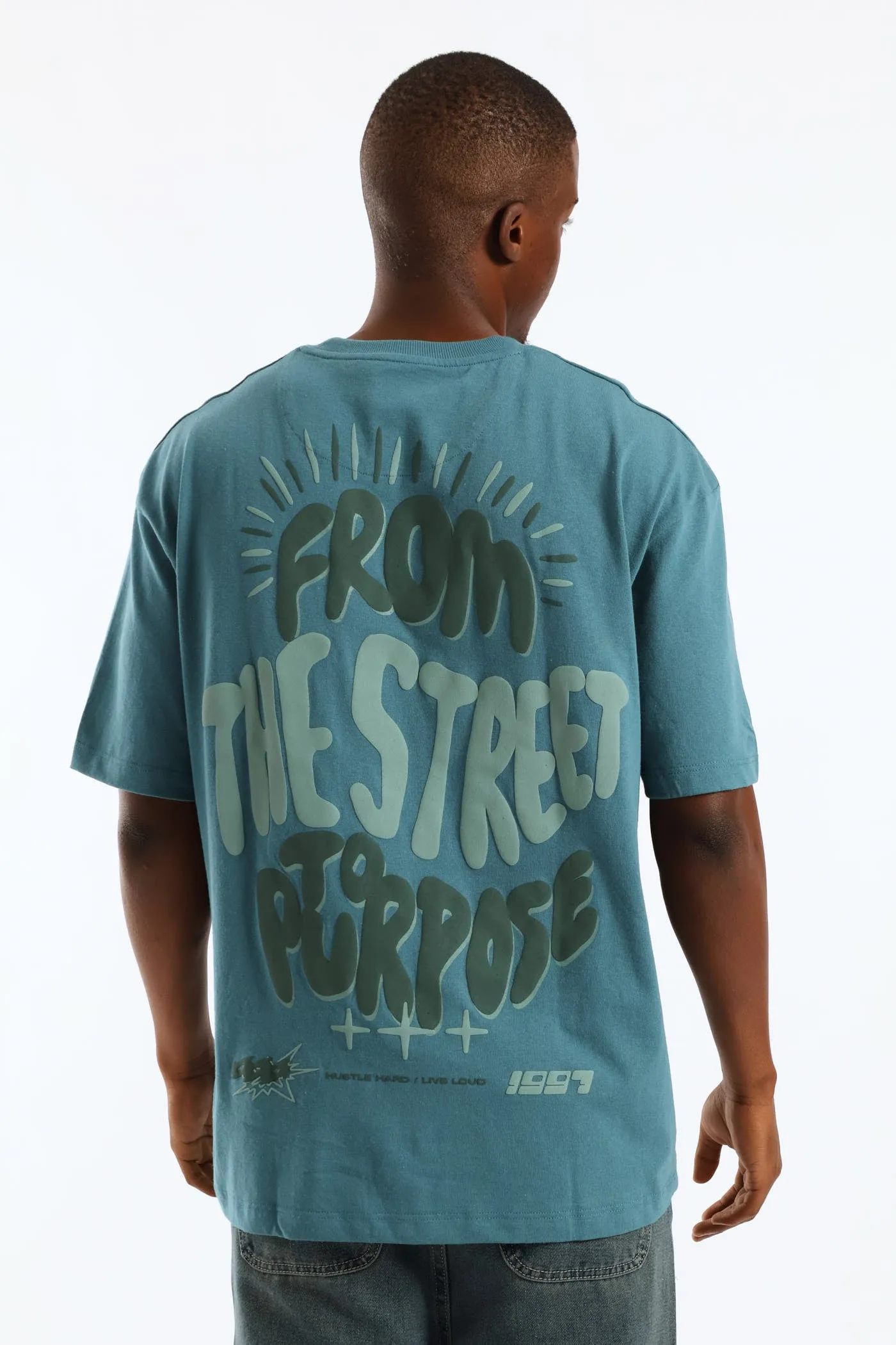 Puff Slogan Oversized Tee - Teal sold by Edgars product image thumbnail 2