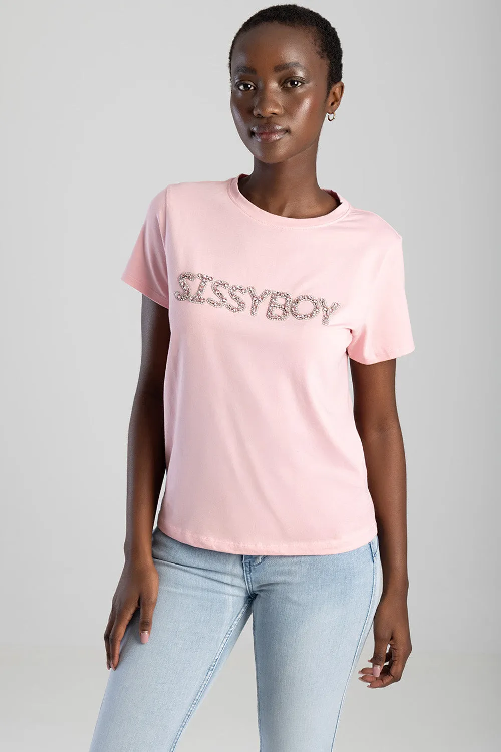 Regular T-Shirt With Diamante Transfer - Pink sold by Edgars
