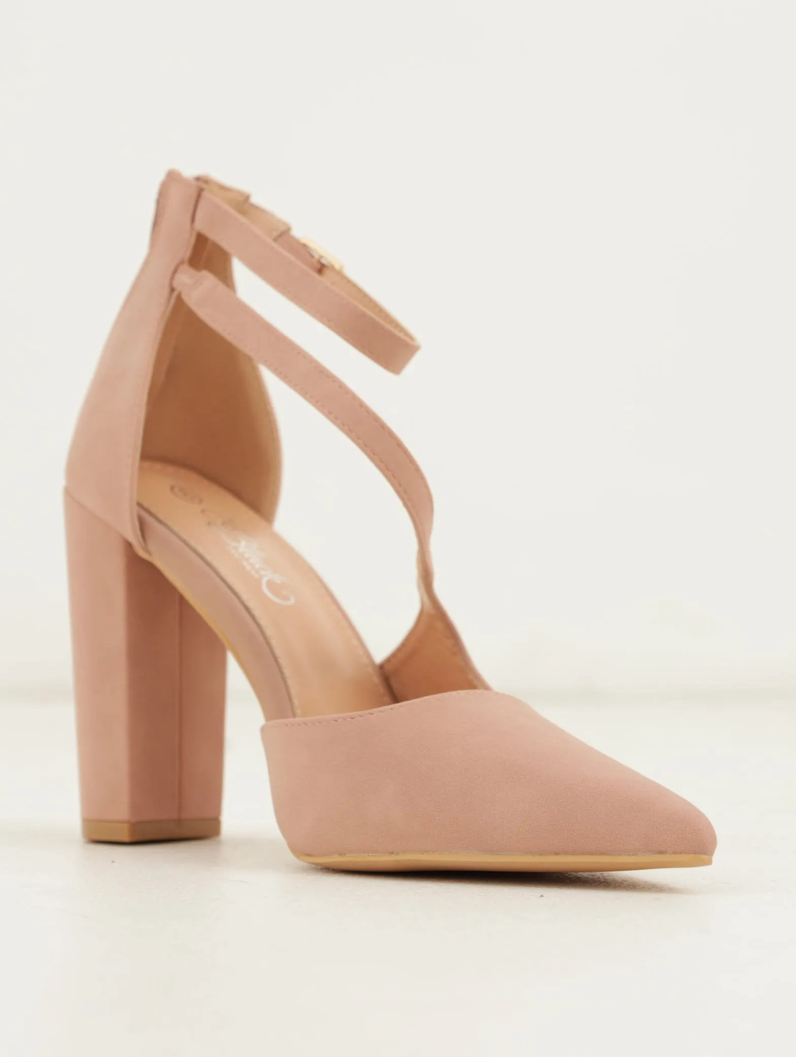 Ladies Block Heel Mule with Ankle Strap - Pink sold by Edgars