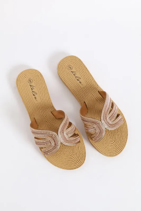Interlinked Diamante Mule Sandal - Rose Gold sold by Edgars