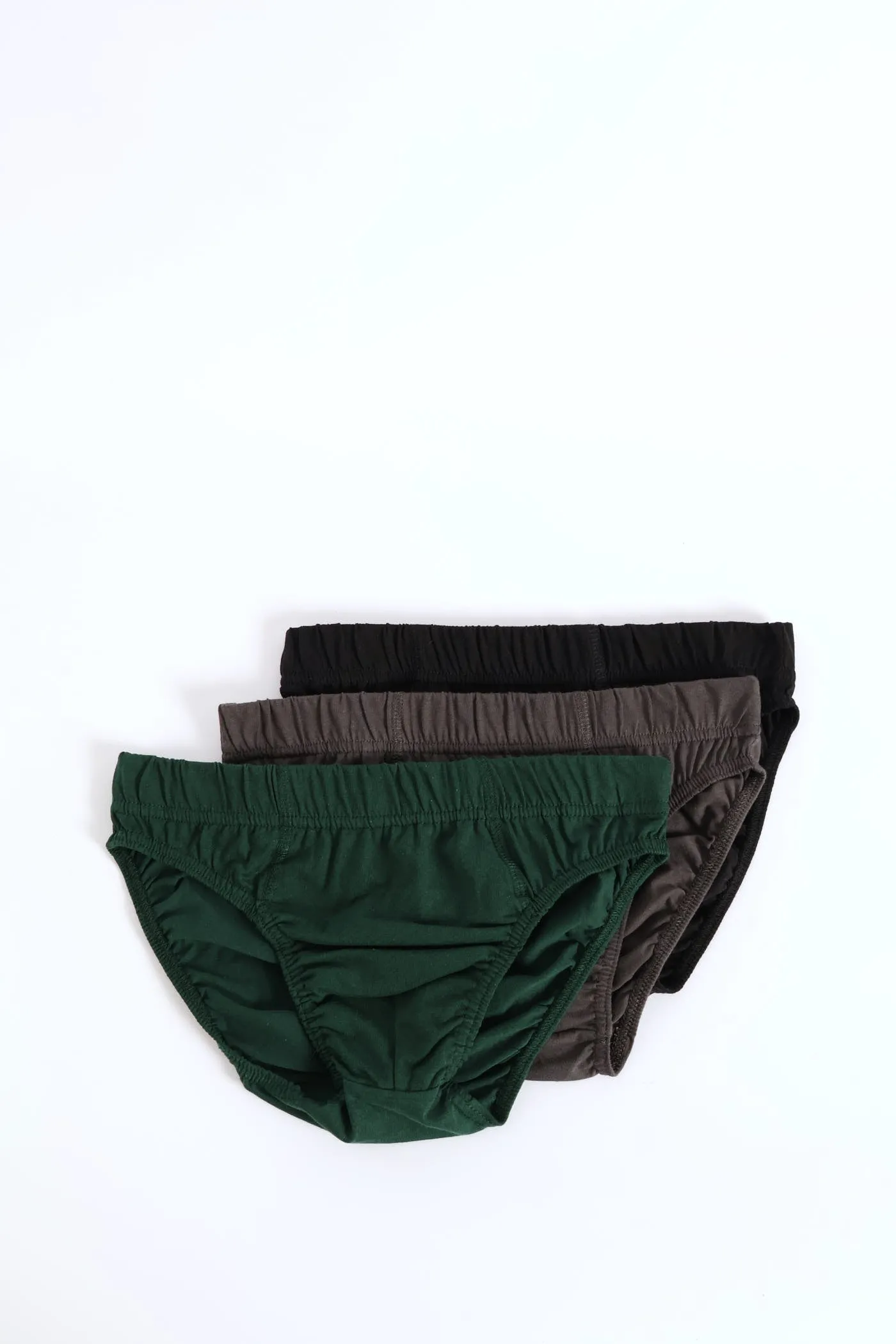 3 Pack Plain Mini Briefs - Charcoal/Black/Green sold by Edgars