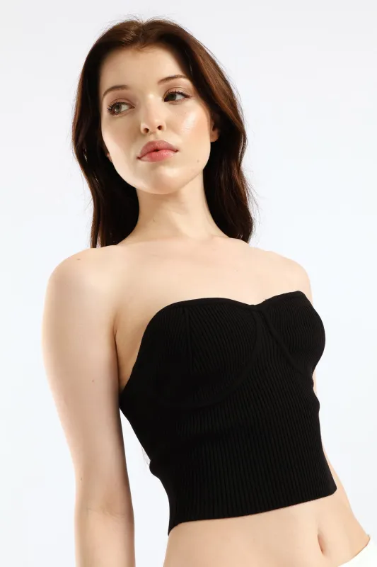 Sleeveless Cropped Tube Sweater - Black sold by Edgars