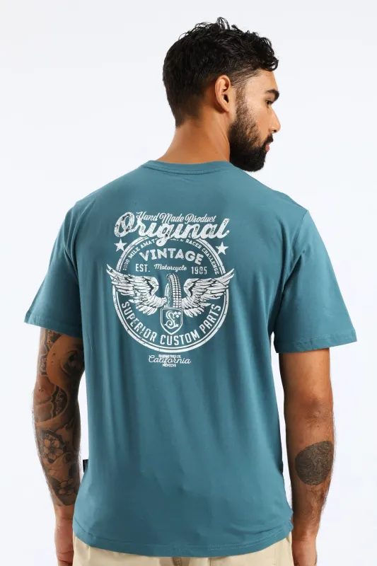 Original Cola Wings Front & Back Tee - Teal sold by Edgars
