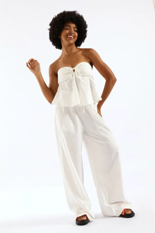 Wide Leg Rustic Trouser - White made by Edgars