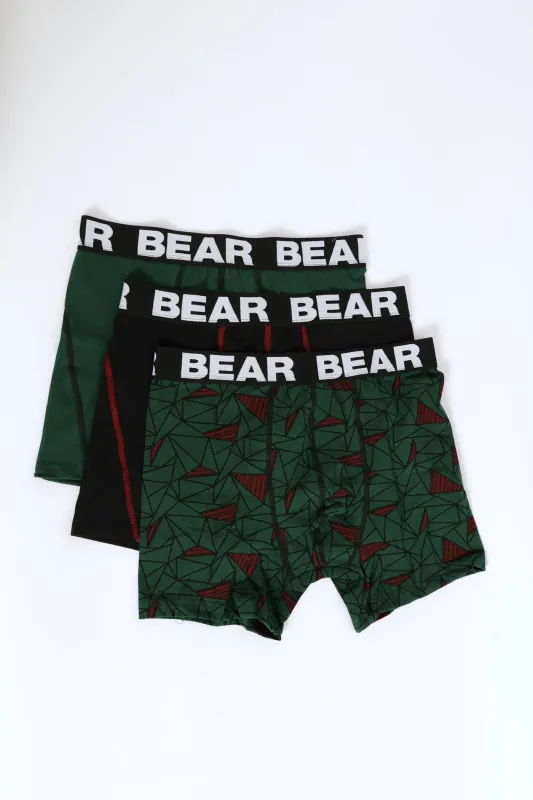 3 Pack Kite Print Bodyshorts - Green/Black/Red sold by Edgars