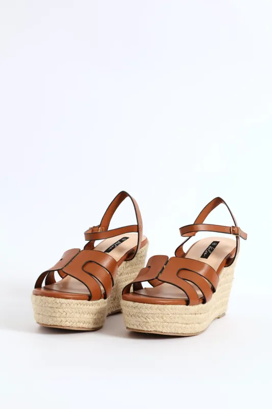 Thick Strap Espadrille Wedge Heel - Tan sold by Edgars