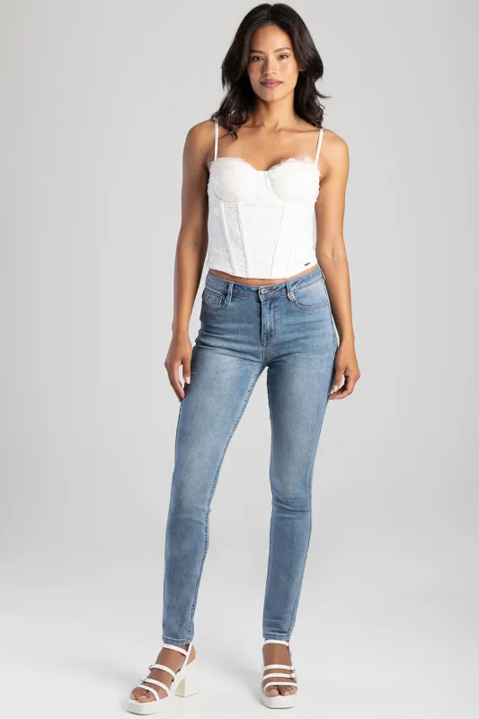 Mid Waist Skinny Denim - Medium Wash made by Edgars