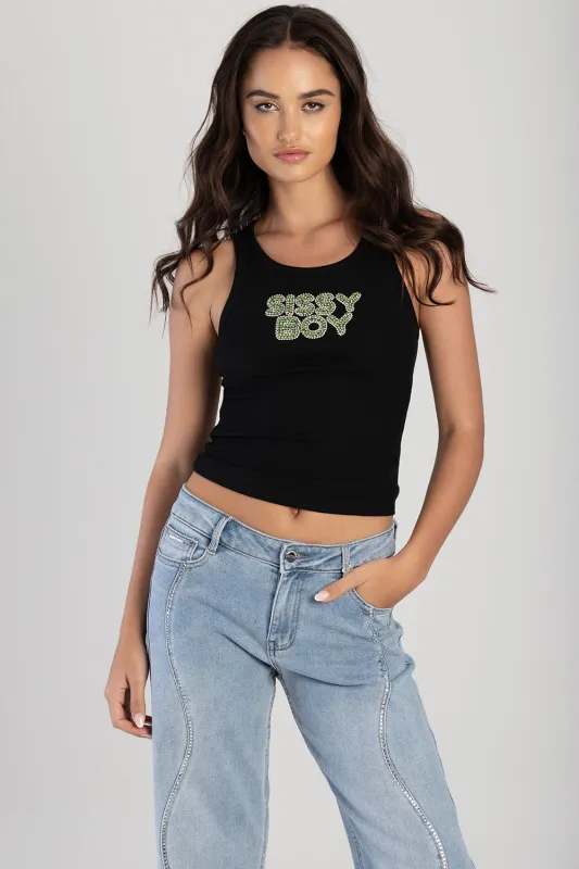 Vest With Green Bling Transfer - Black sold by Edgars