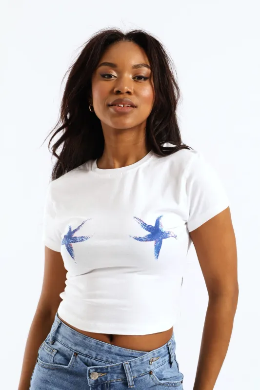 Starfish Bra Printed Tee - White sold by Edgars