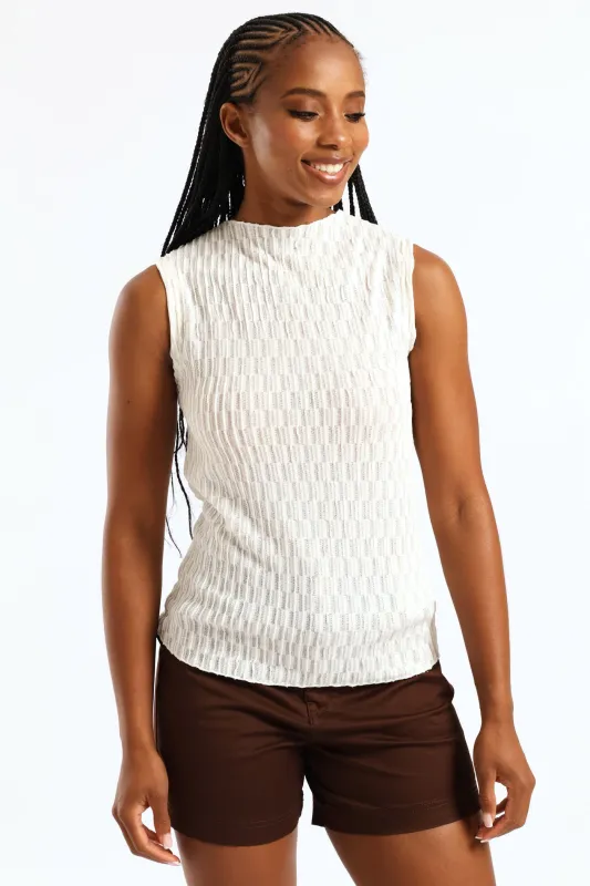 Hineck Eyelash Lace Tank Top - Cream sold by Edgars