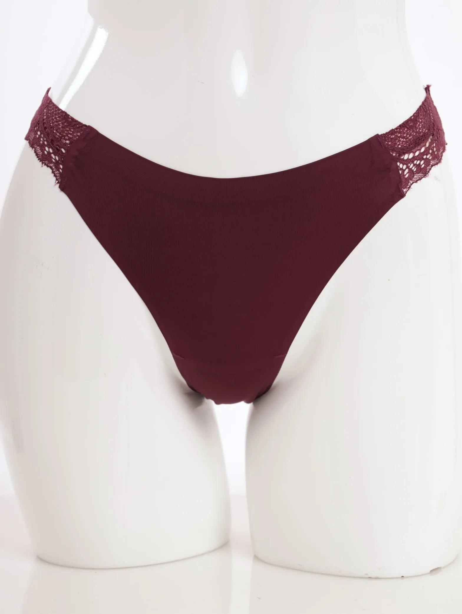 Ladies Microfibre Lace Brazilian Panty - Berry sold by Edgars