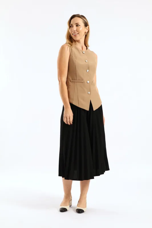 Notch Hem Sleeveless Waistcoat - Taupe sold by Edgars