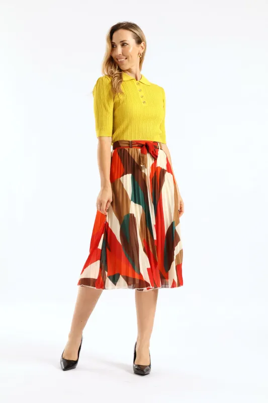 Belted Chiffon Pleated Midi Skirt - Multi sold by Edgars