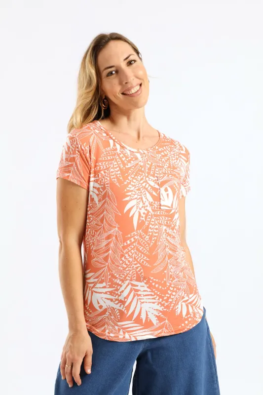 Short Sleeve Print Pocket Tee - Light Coral sold by Edgars