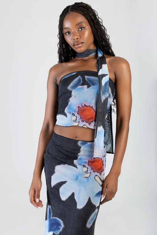 See The Sunrise Tube Top - Black/Blue sold by Edgars