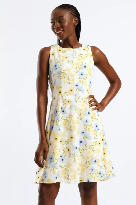 Panelled Floral Skater Dress - Lilac sold by Edgars