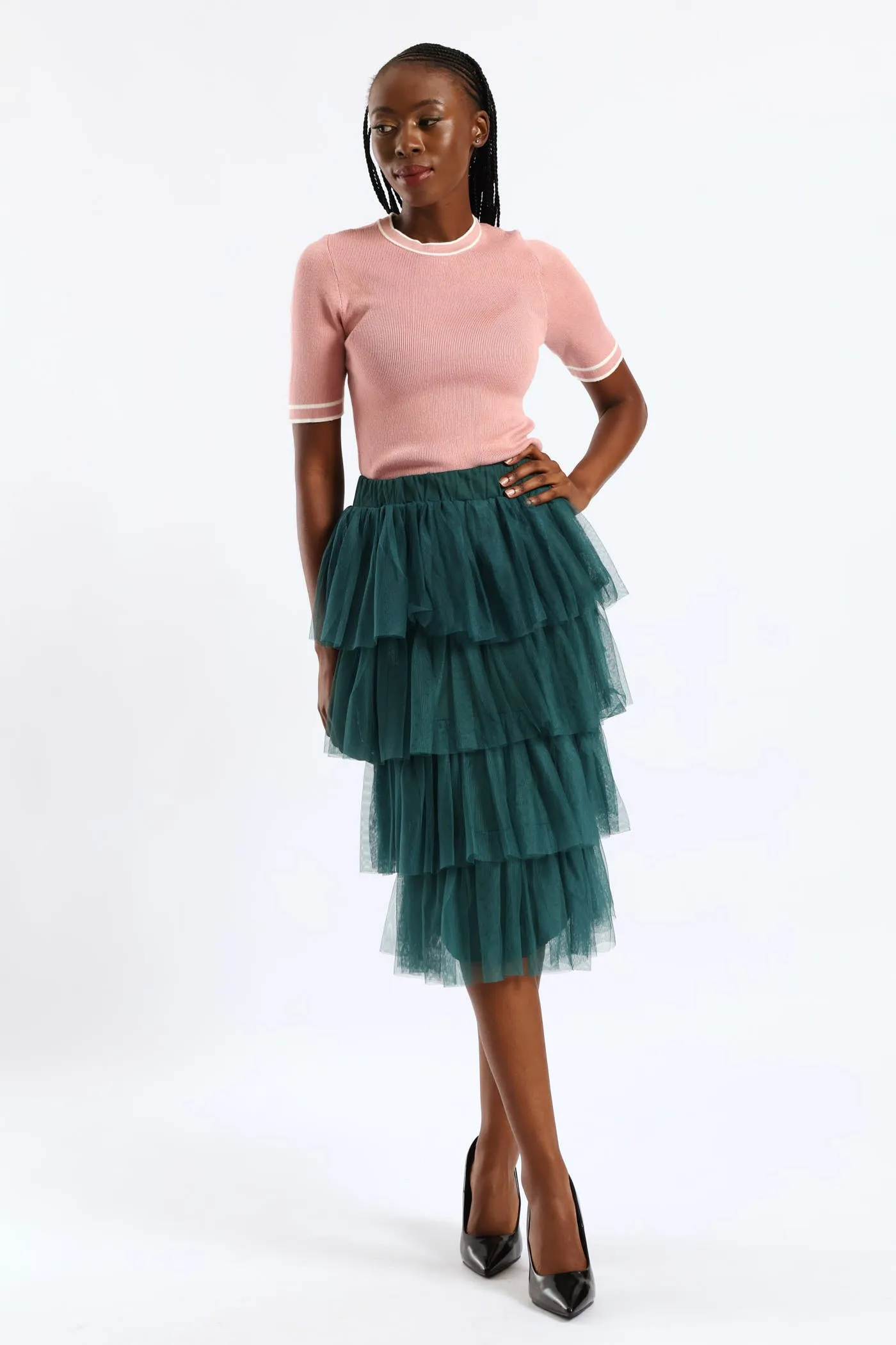 Rara Tiered Midi Skirt - Emerald sold by Edgars