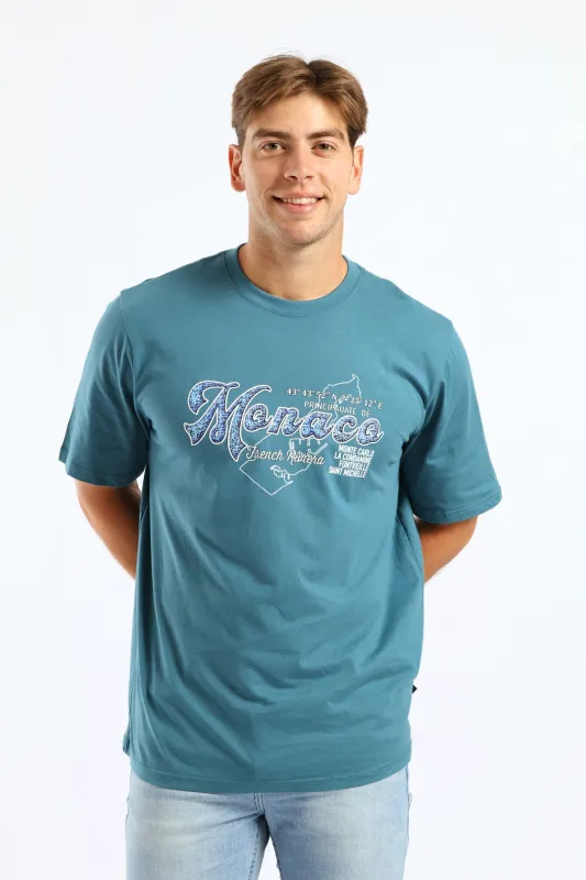 Monaco Print Tee - Teal made by Edgars