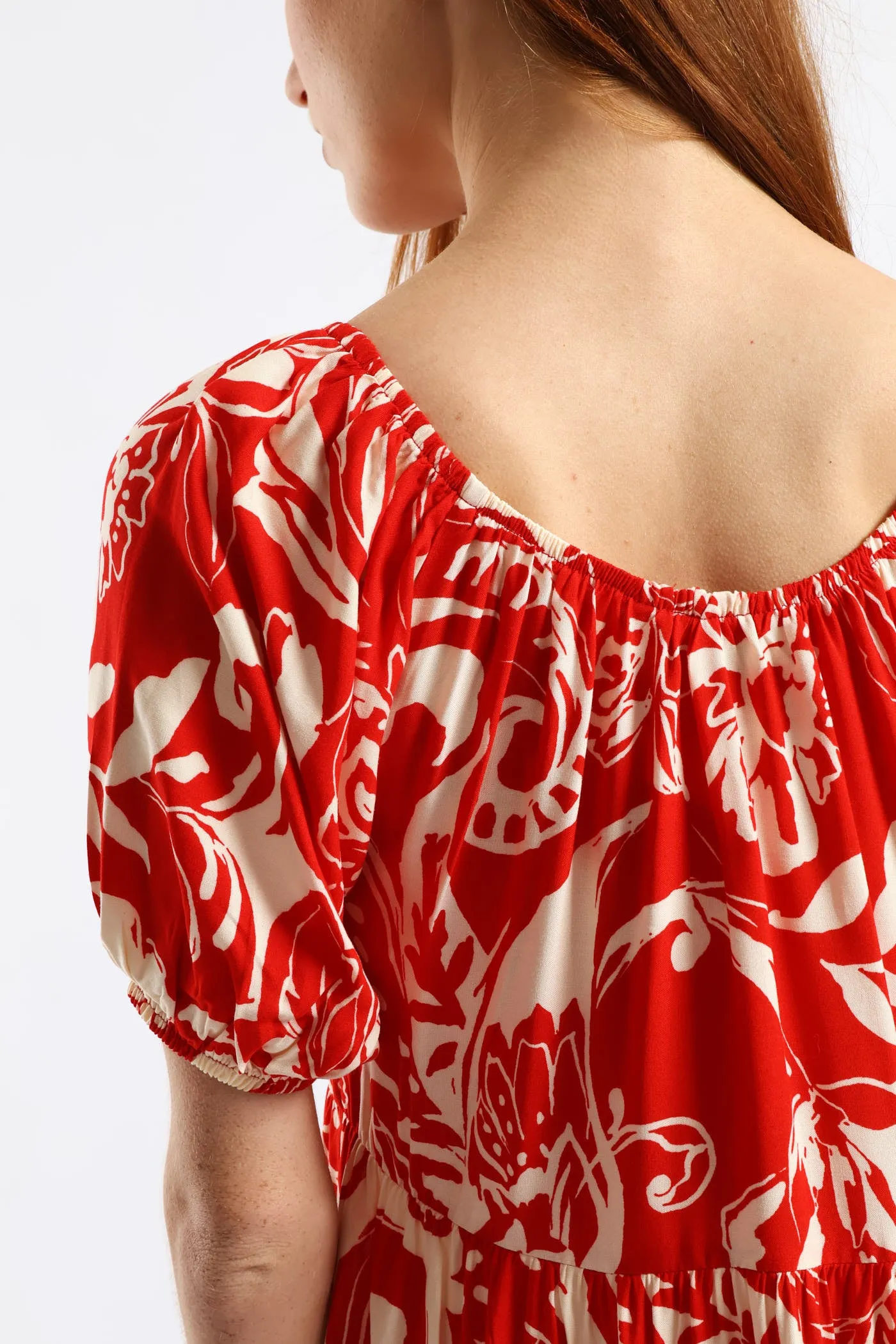 Printed Tiered Gypsy Mini Dress - White/Red sold by Edgars product image thumbnail 5