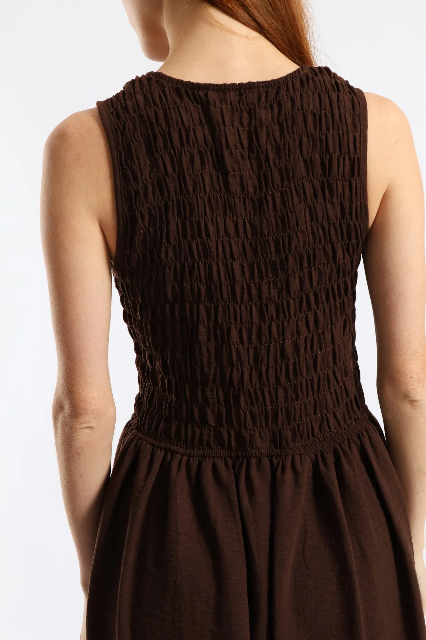 Shirred Bodice Fit & Flare Bubble Midaxi Dress - Dark Chocolate sold by Edgars product image thumbnail 2