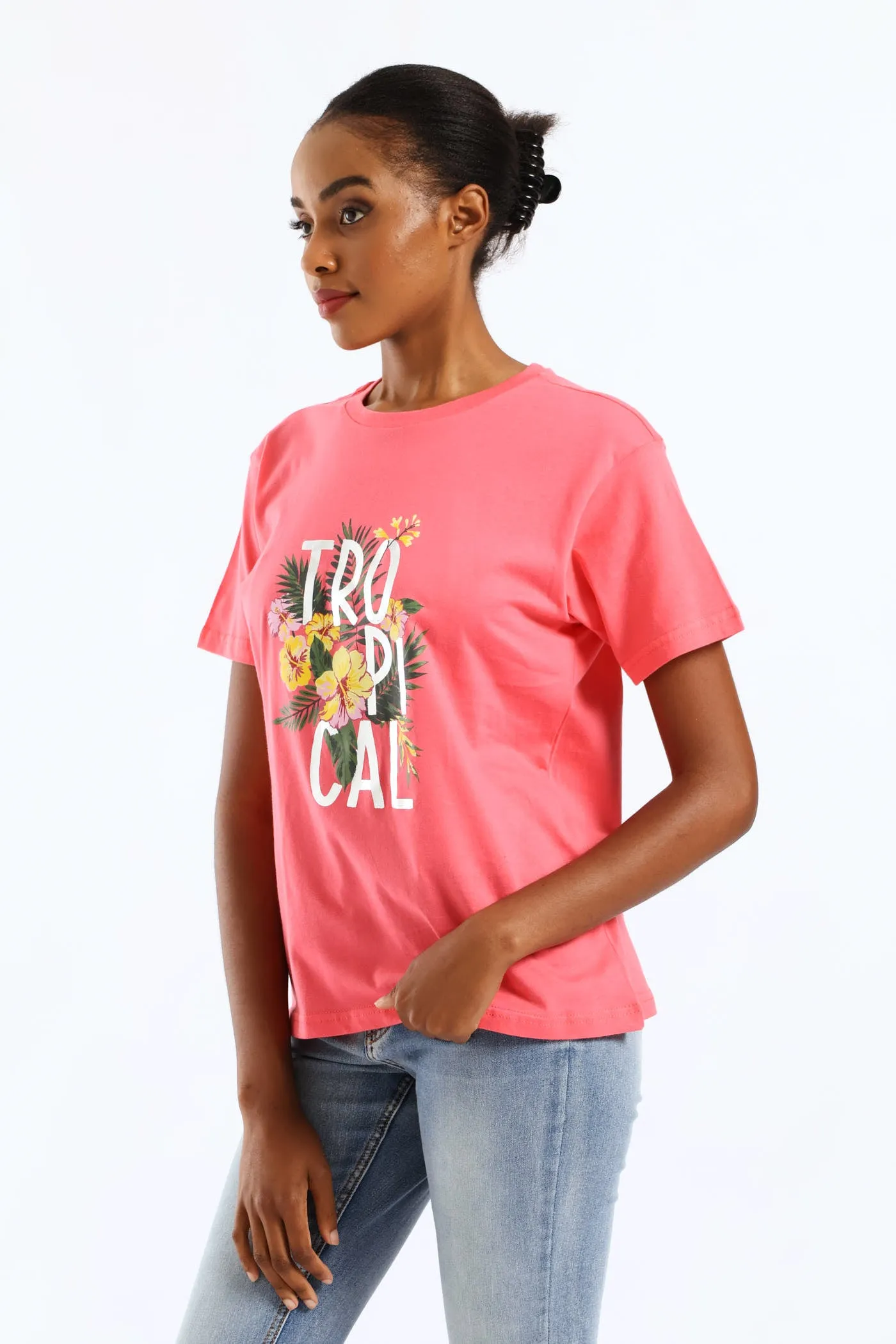 Tropical Palm Foil Tee - Bright Pink sold by Edgars product image thumbnail 4