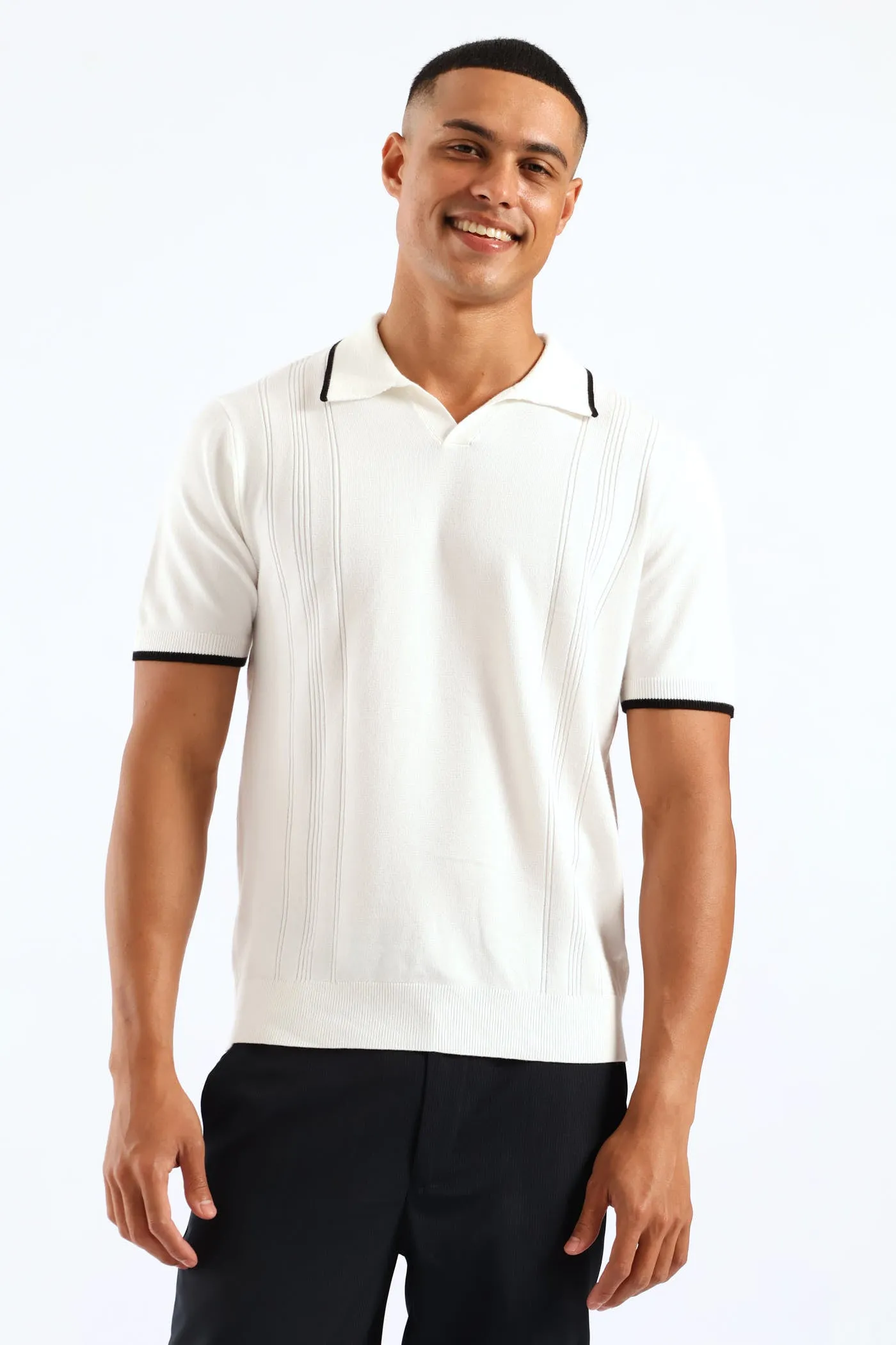 Slim Johnny Collar Knit Tee - White sold by Edgars product image thumbnail 3