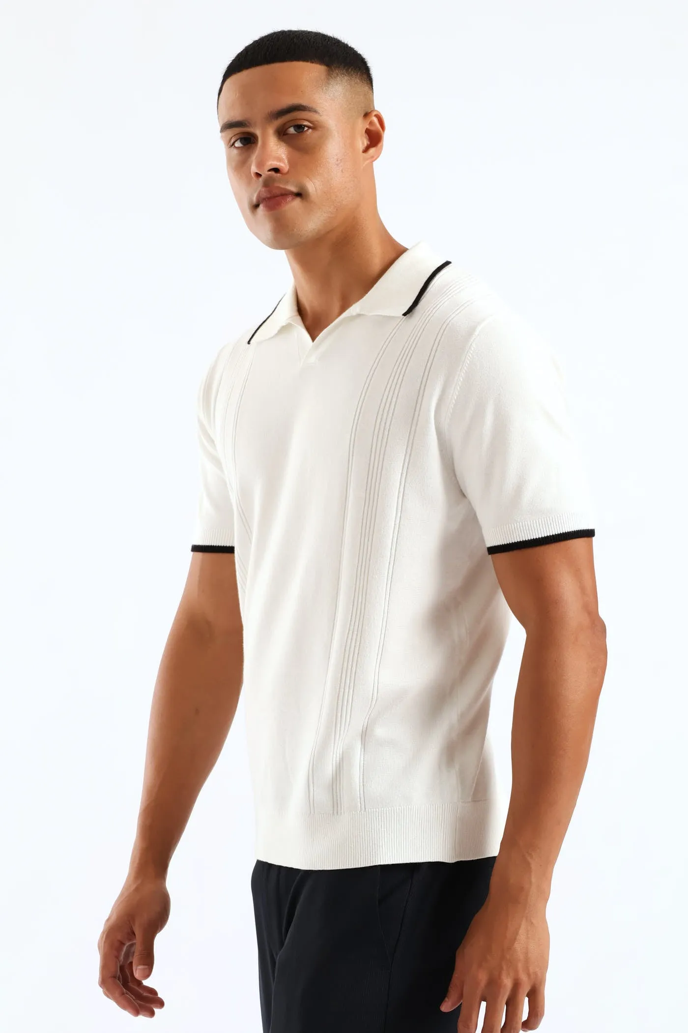 Slim Johnny Collar Knit Tee - White sold by Edgars product image thumbnail 4