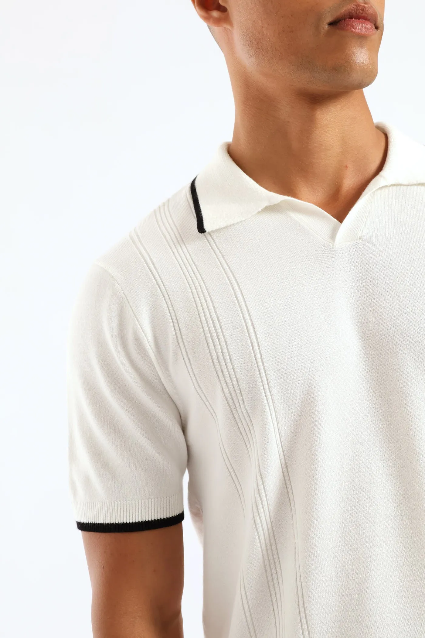 Slim Johnny Collar Knit Tee - White sold by Edgars product image thumbnail 2