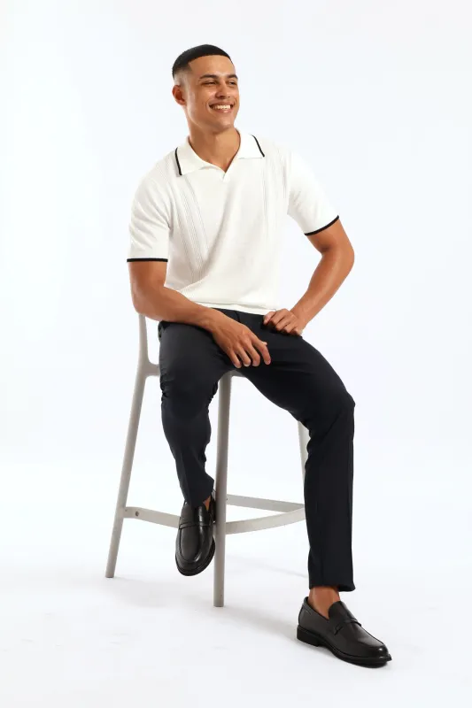 Slim Johnny Collar Knit Tee - White sold by Edgars
