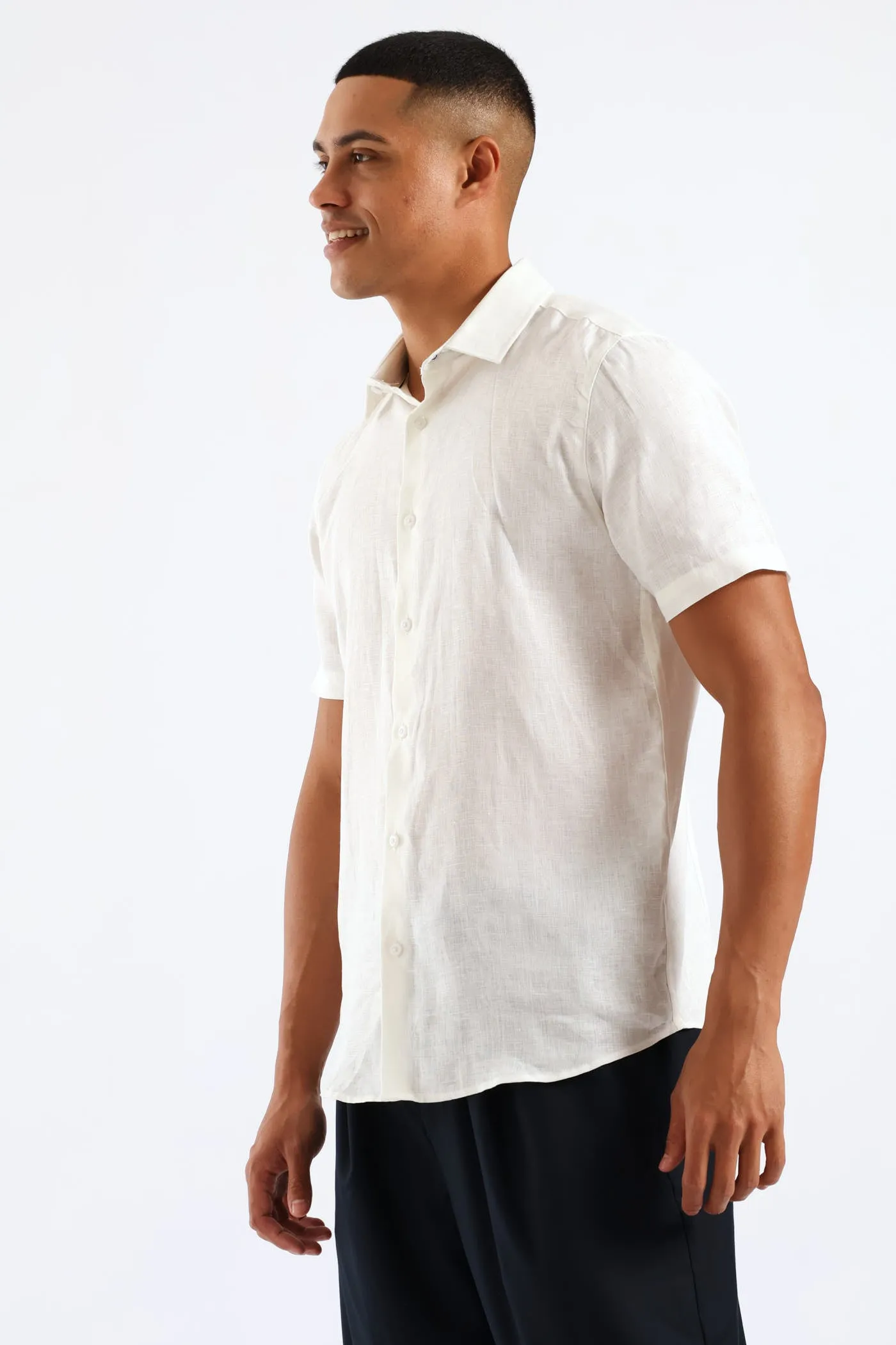 Slim Linen Look Textured Shirt - White sold by Edgars product image thumbnail 5