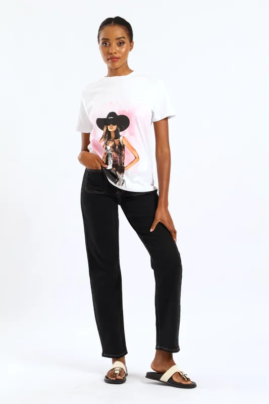 Cowgirl Foil Tee - White sold by Edgars