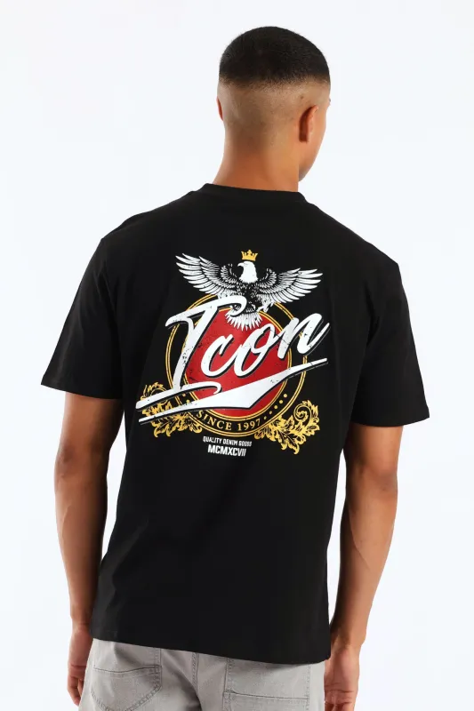Icon Front & Back Print Tee - Black made by Edgars