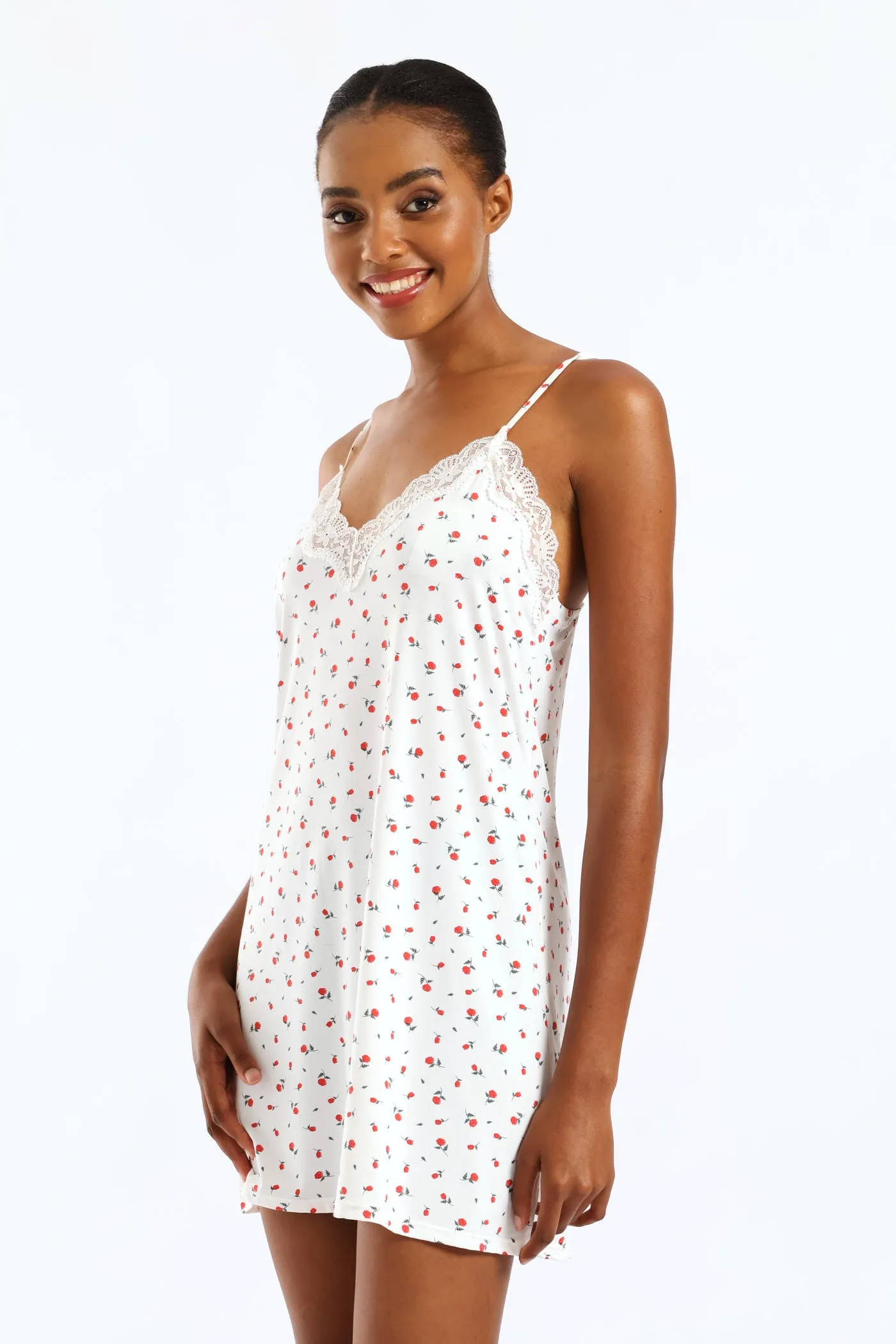 Roses Polyamide Chemise - White/Red sold by Edgars product image thumbnail 4