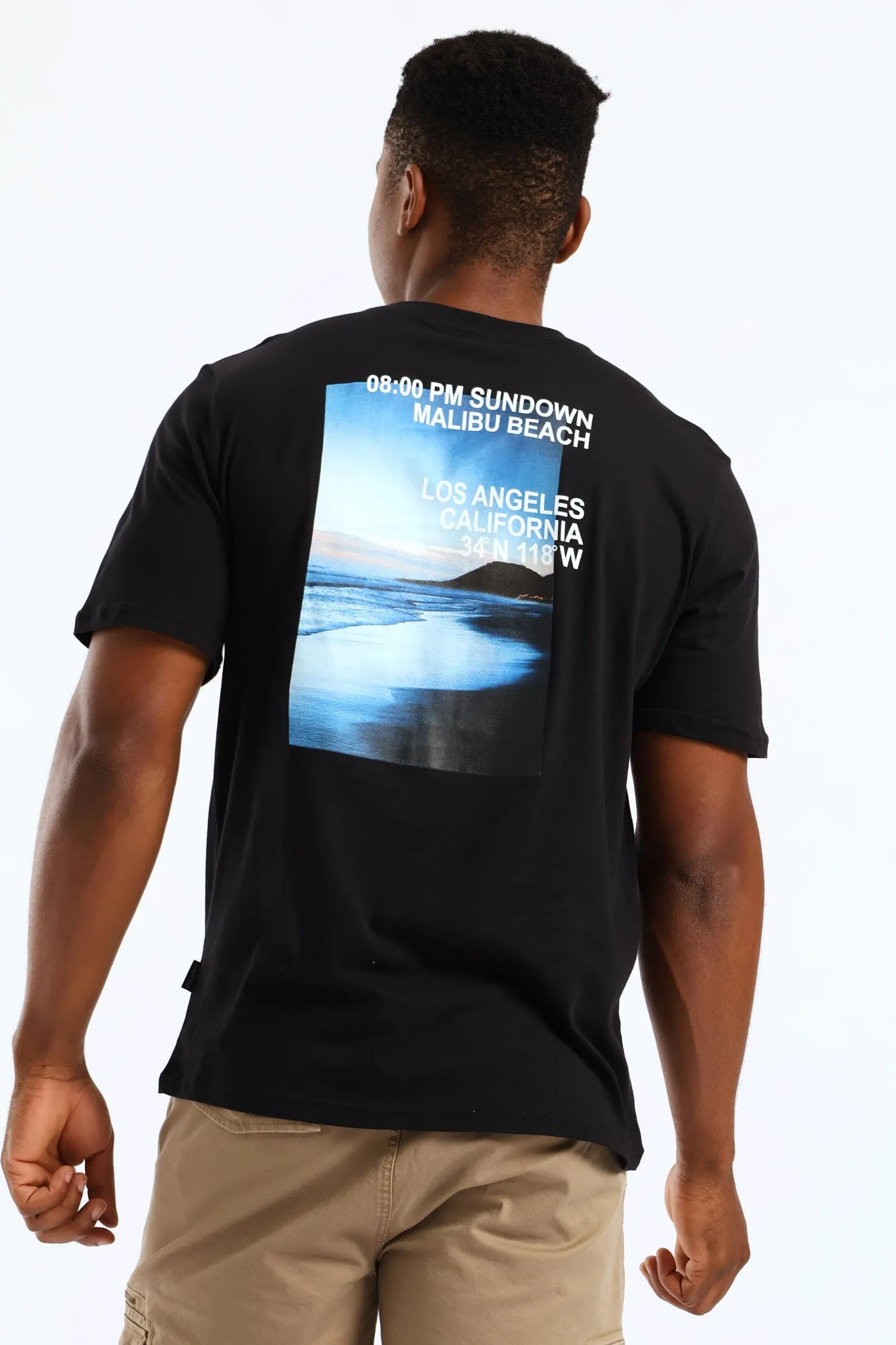 Sundown Malibu Beach Photo Front & Back Tee - Black sold by Edgars product image thumbnail 2