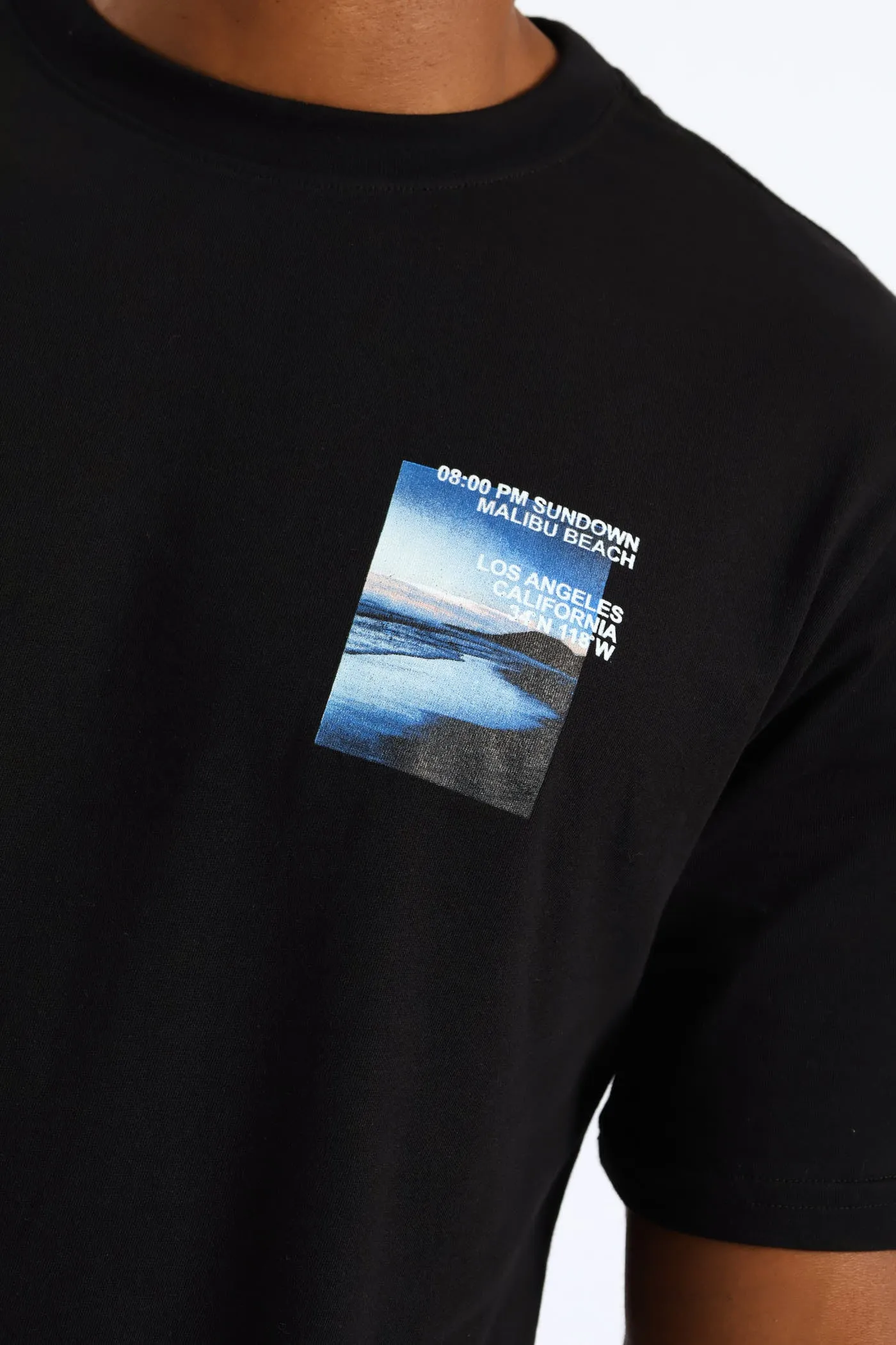 Sundown Malibu Beach Photo Front & Back Tee - Black sold by Edgars product image thumbnail 3