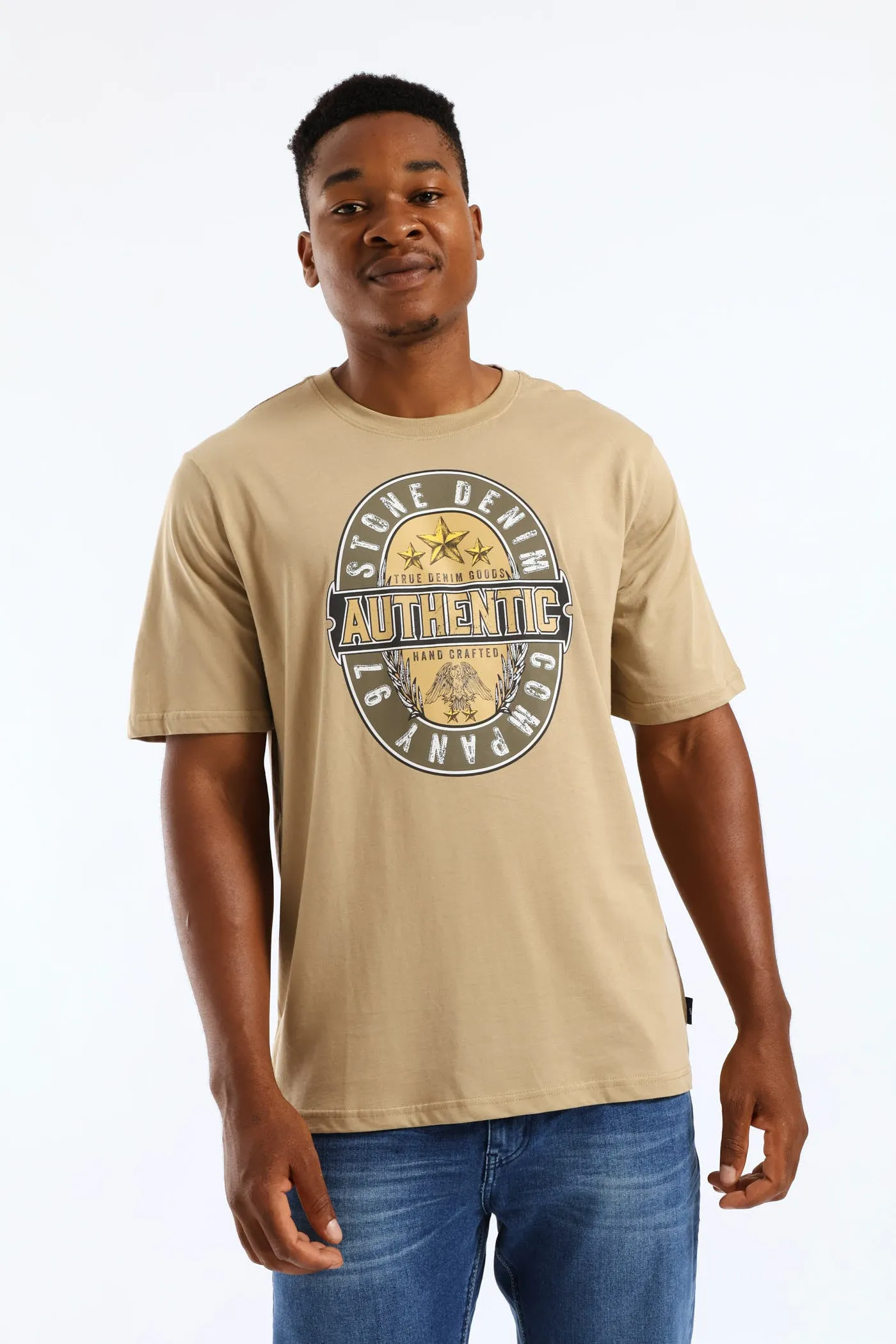 Authentic Bud Stone Denim Company Tee - Taupe sold by Edgars product image thumbnail 3