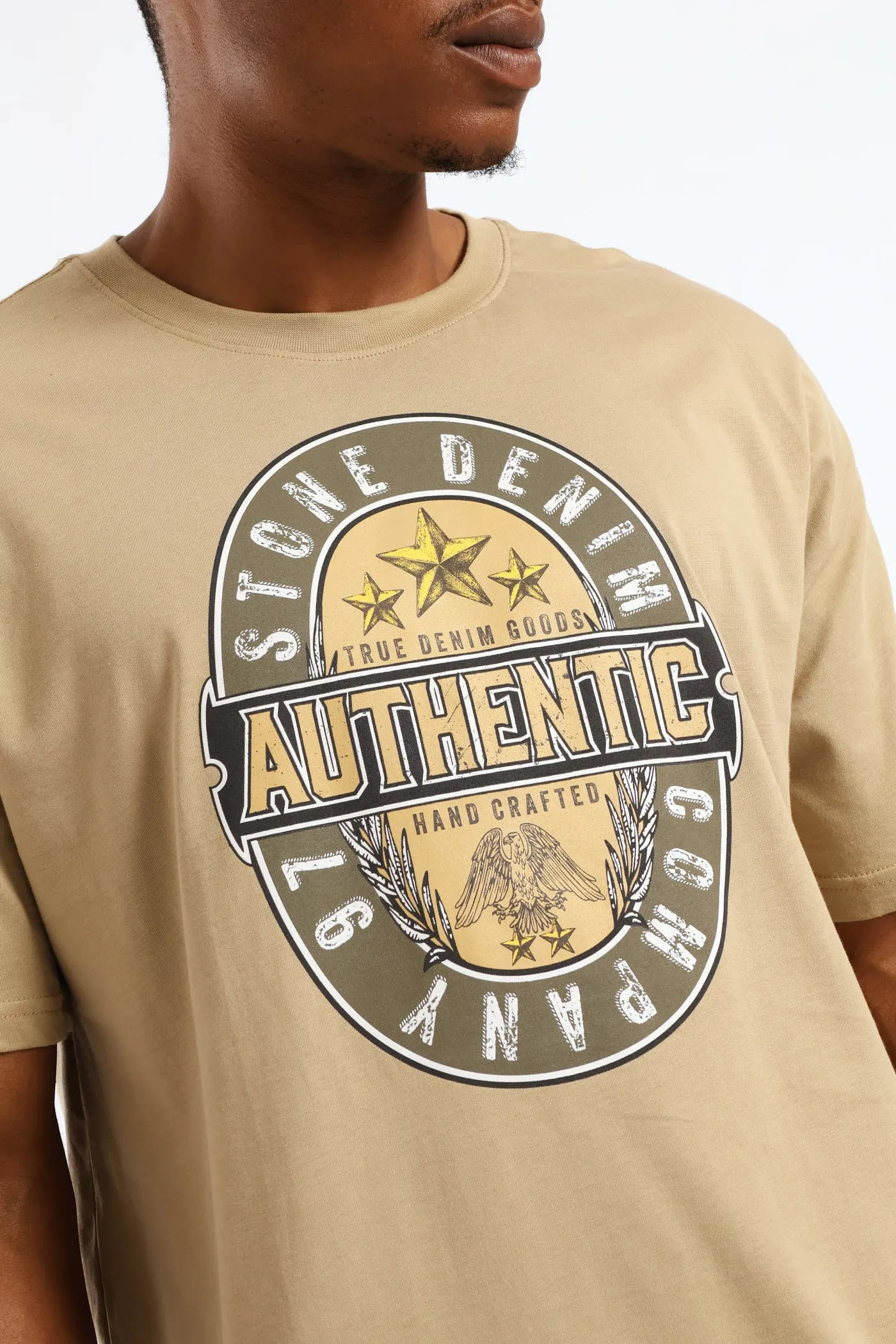 Authentic Bud Stone Denim Company Tee - Taupe sold by Edgars product image thumbnail 2