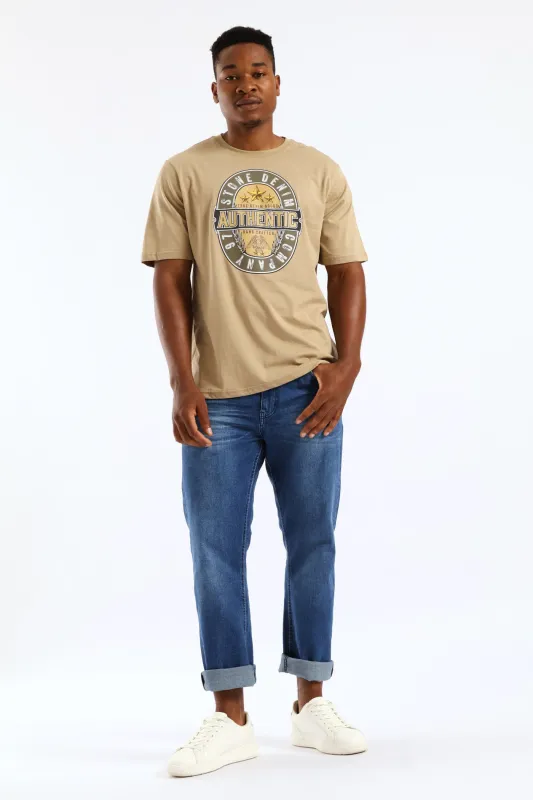 Authentic Bud Stone Denim Company Tee - Taupe sold by Edgars
