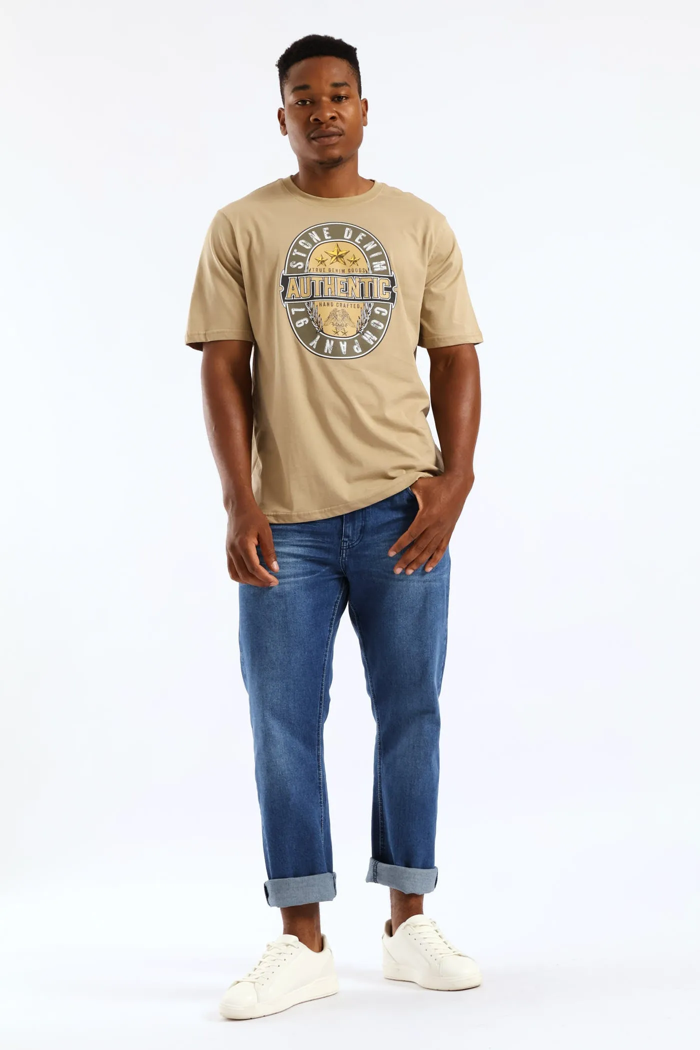 Authentic Bud Stone Denim Company Tee - Taupe sold by Edgars
