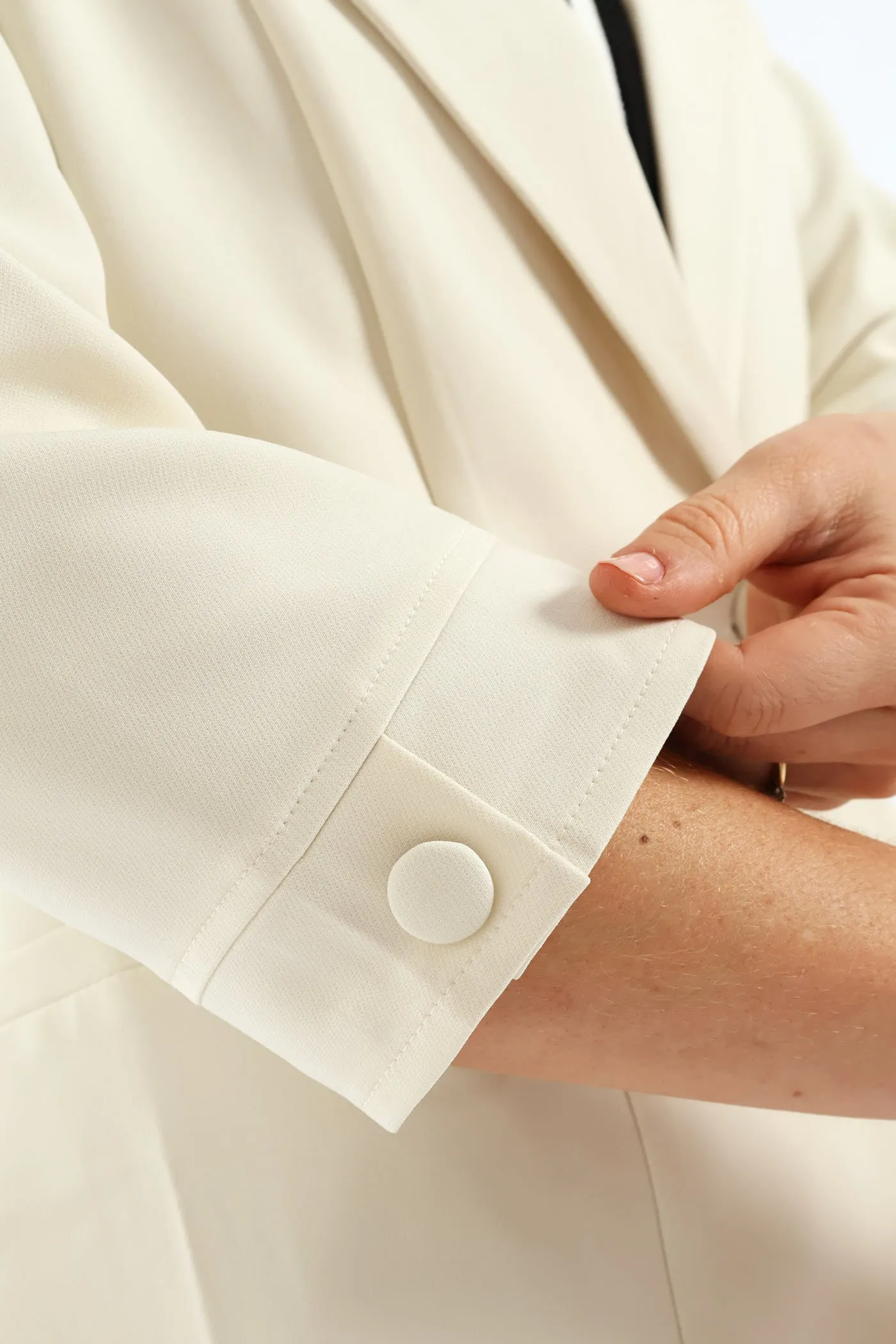 Pleat Button 3/4 Sleeve Blazer - Cream sold by Edgars product image thumbnail 5