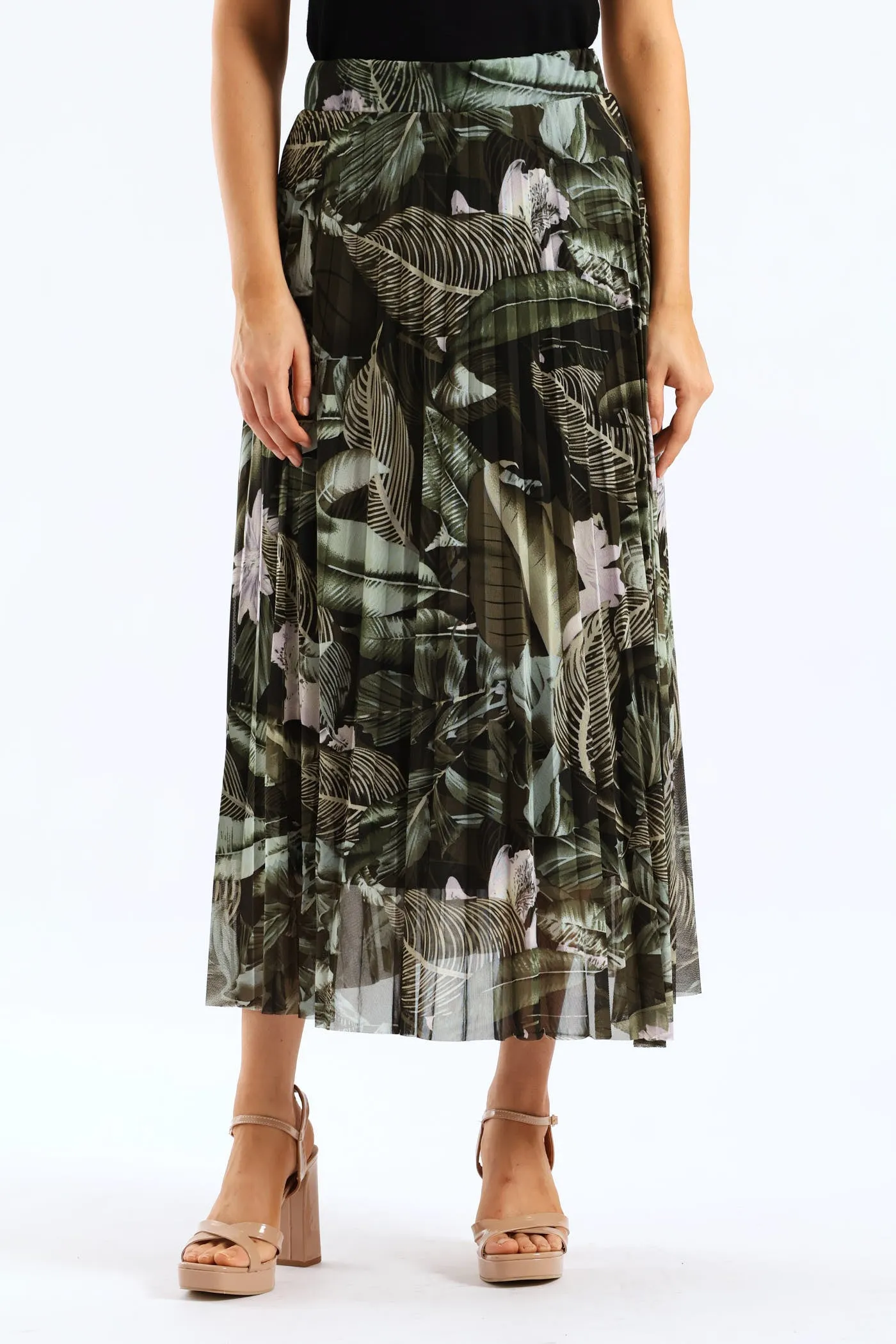 Tie Dye Pleated Mesh Midi Skirt - Dark Green sold by Edgars product image thumbnail 3