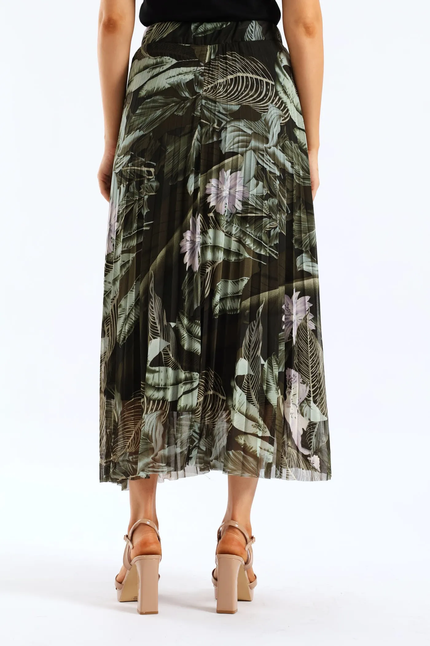 Tie Dye Pleated Mesh Midi Skirt - Dark Green sold by Edgars product image thumbnail 4