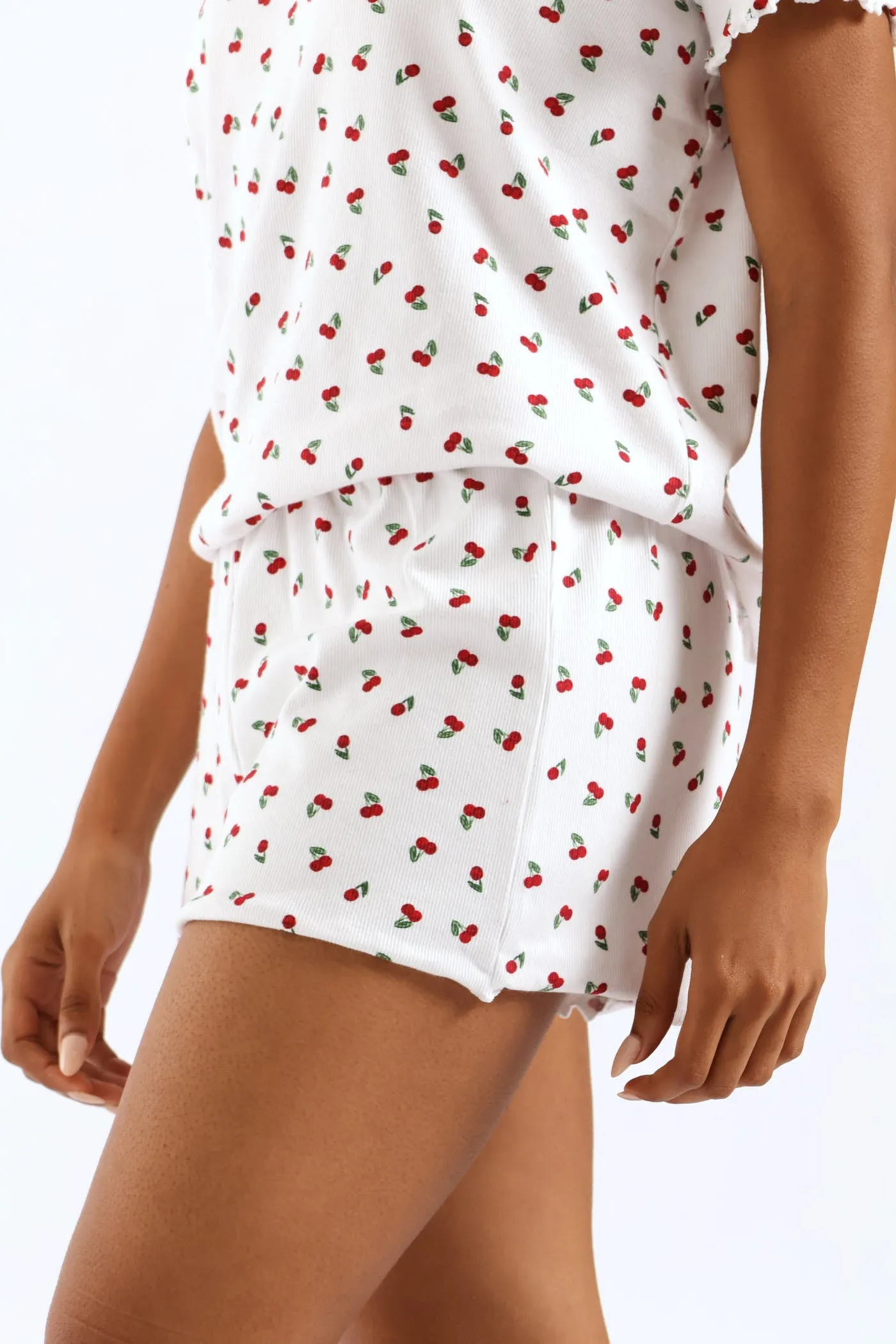 Cherry Rib Knit Short - White/Red sold by Edgars product image thumbnail 4