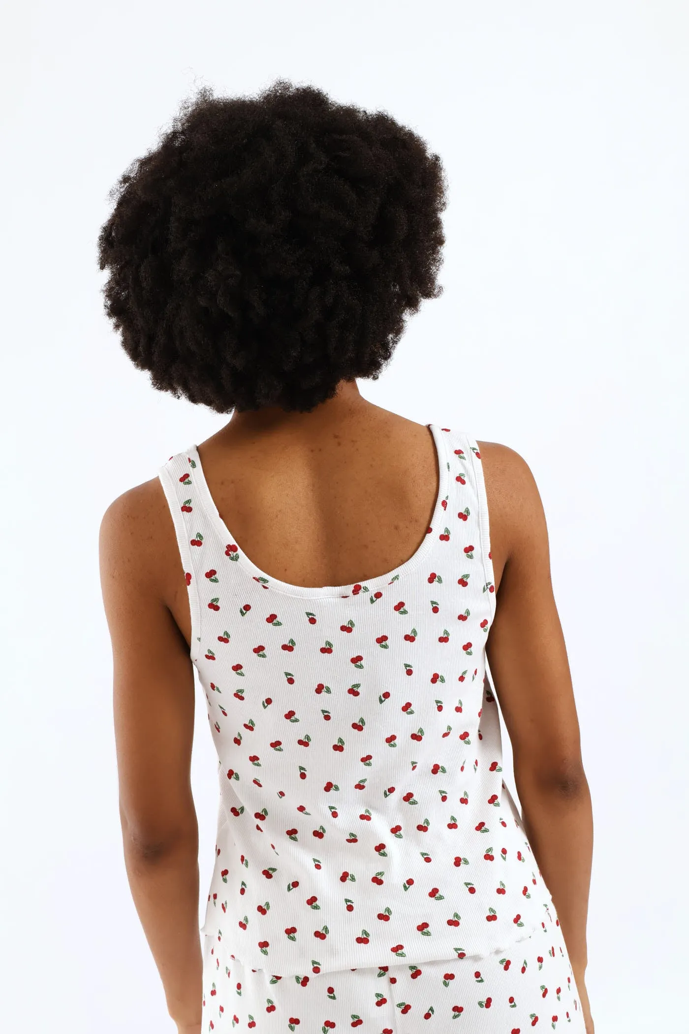 Cherry Rib Knit Tank Top - White/Red sold by Edgars product image thumbnail 4
