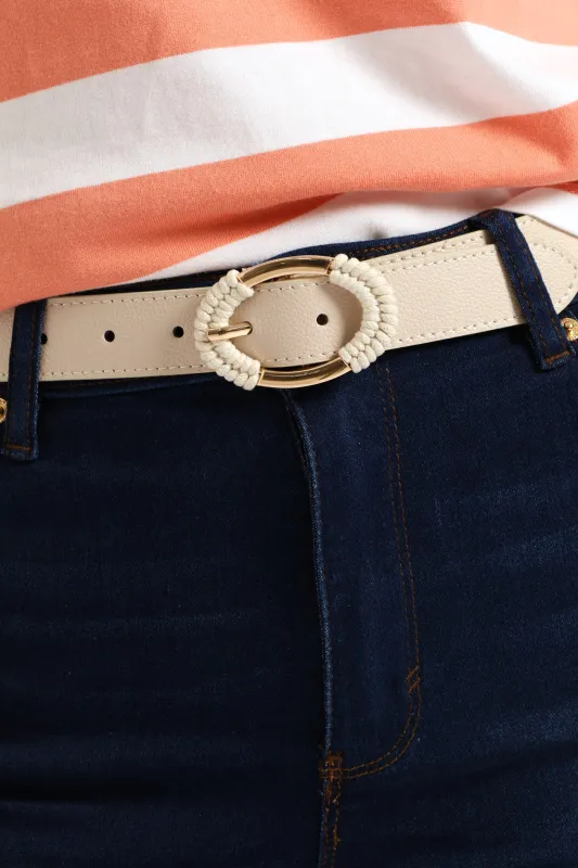 Wrapped Gold Buckle Fashion Belt - Stone made by Edgars