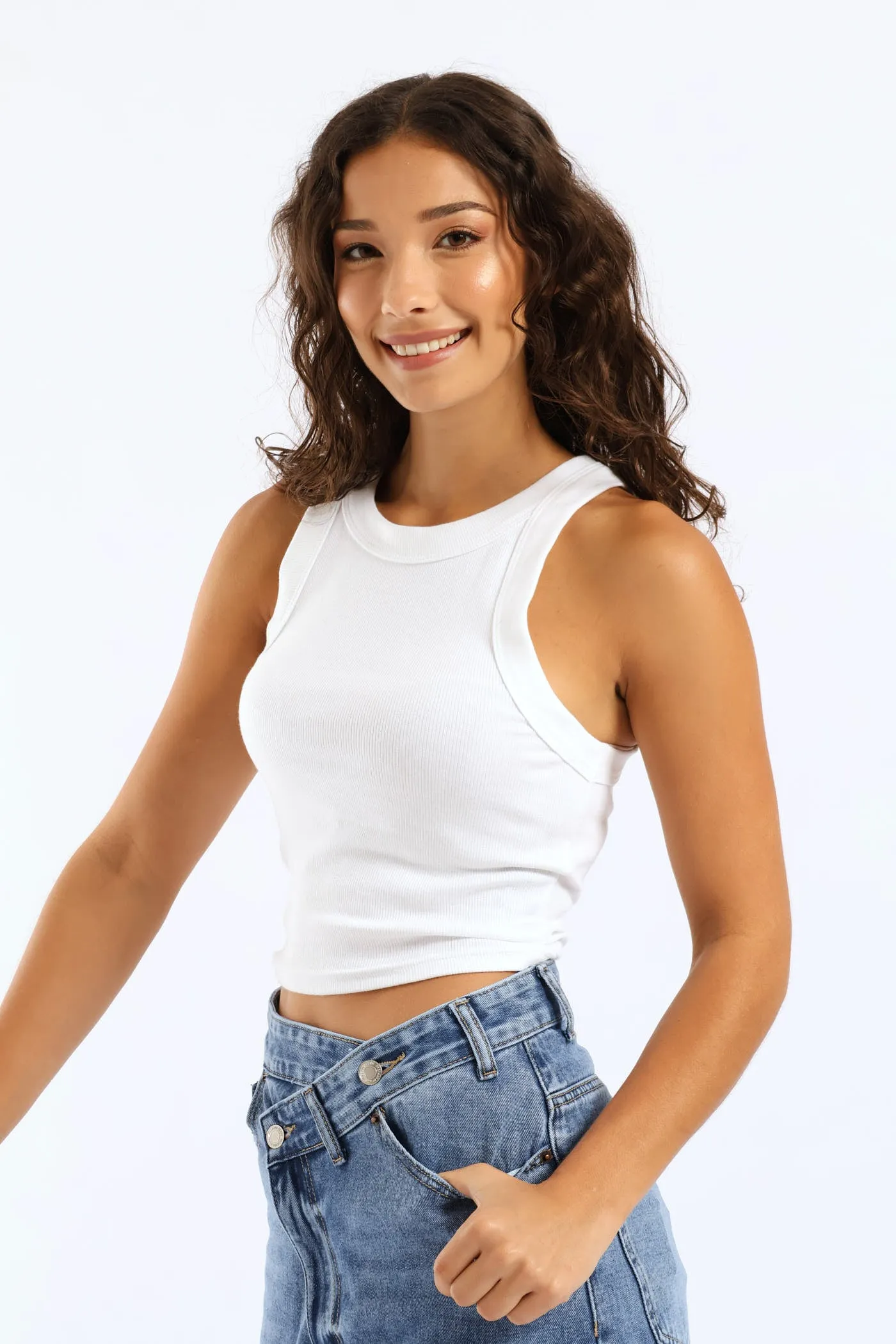 Plain Rib Racer Tank - White sold by Edgars product image thumbnail 3