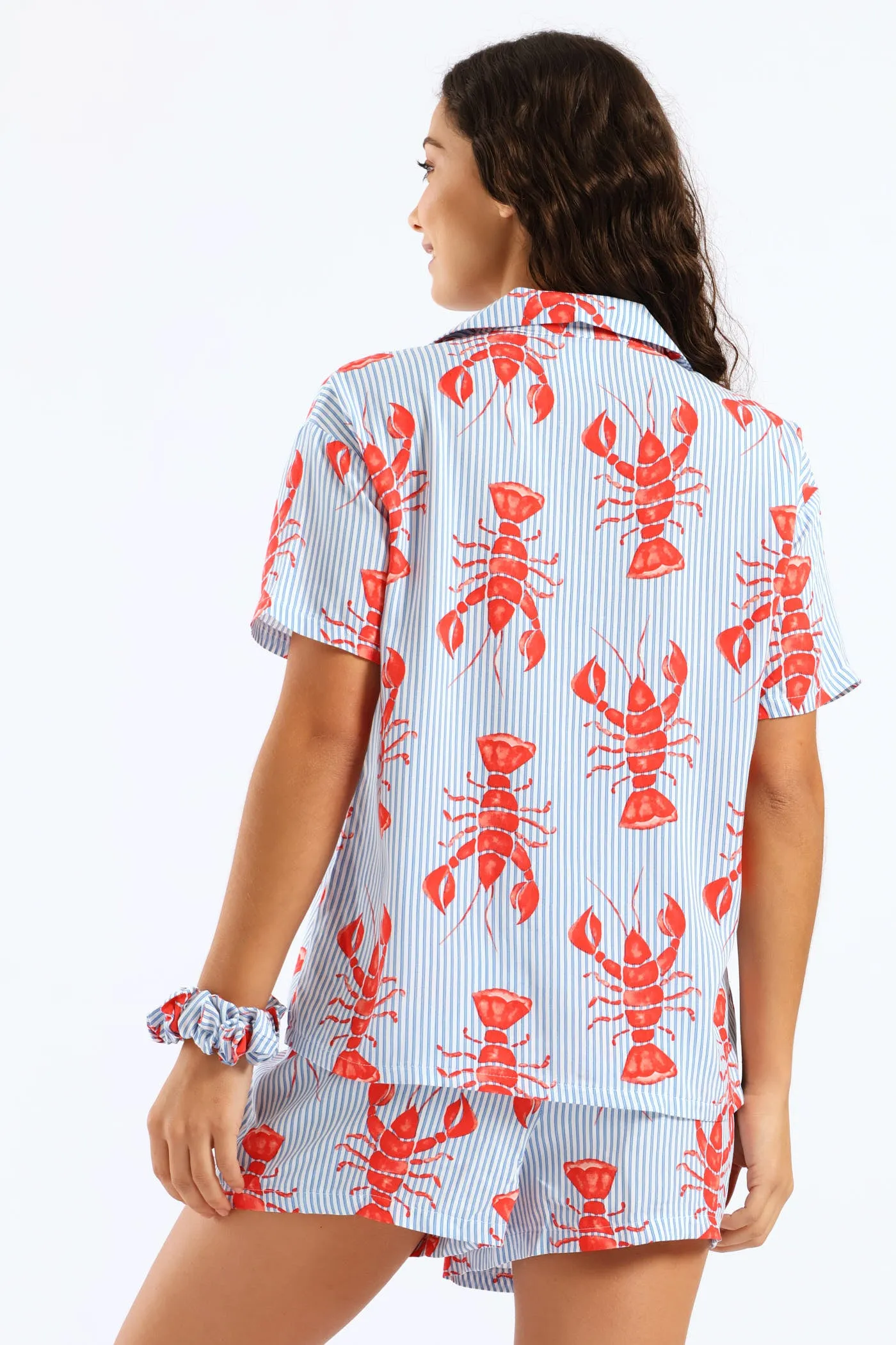 Lobster Button Through Woven Viscose Short Set - White/Blue sold by Edgars product image thumbnail 3