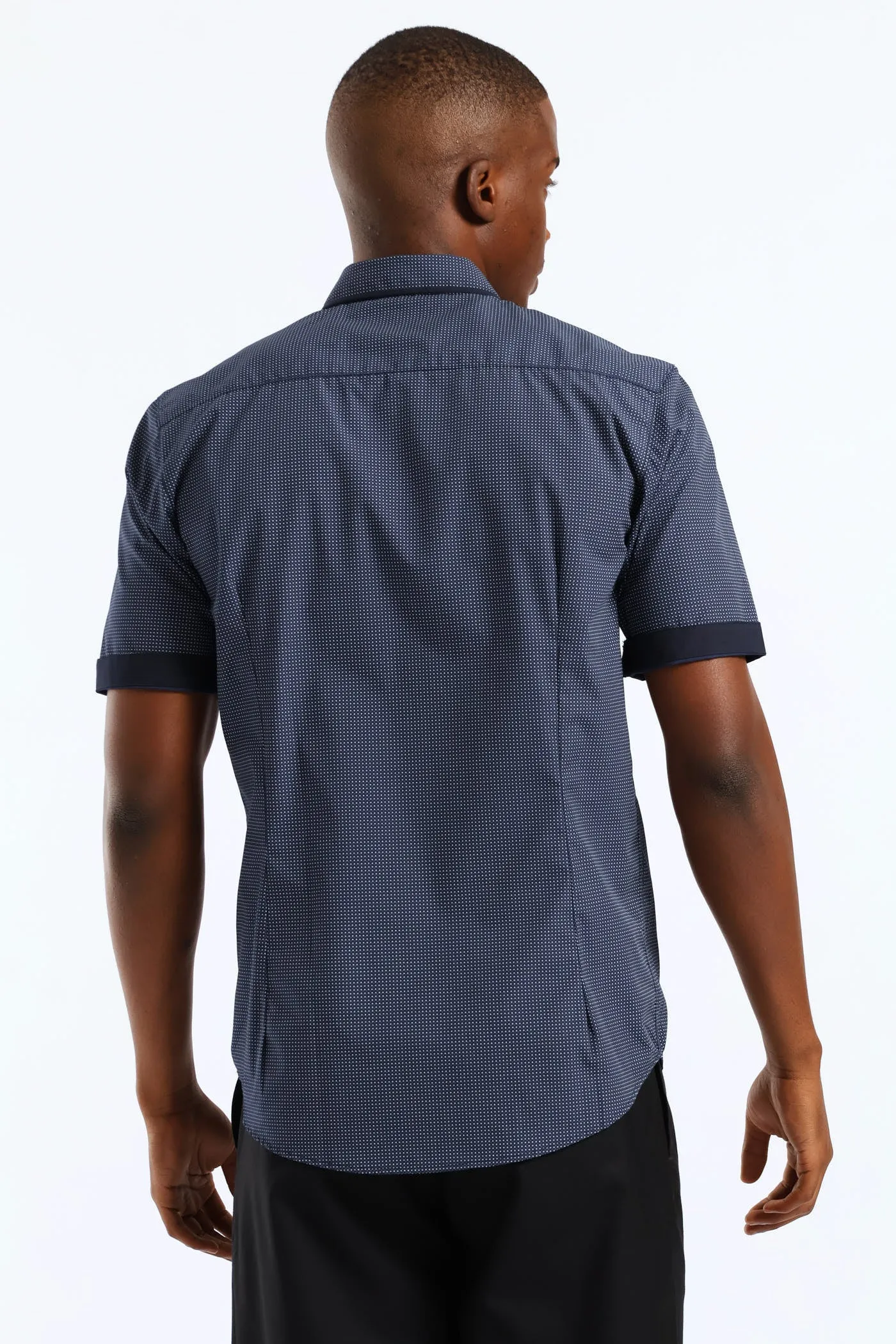 Slim Contrast Detail Spot Print Shirt - Navy sold by Edgars product image thumbnail 4